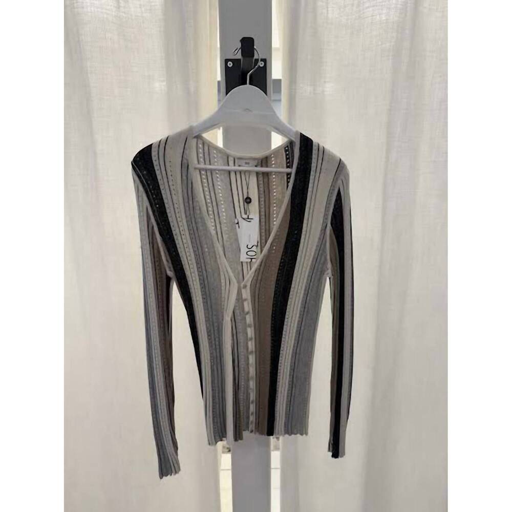 NEW SOH women's vertical stripe cardigan in mink